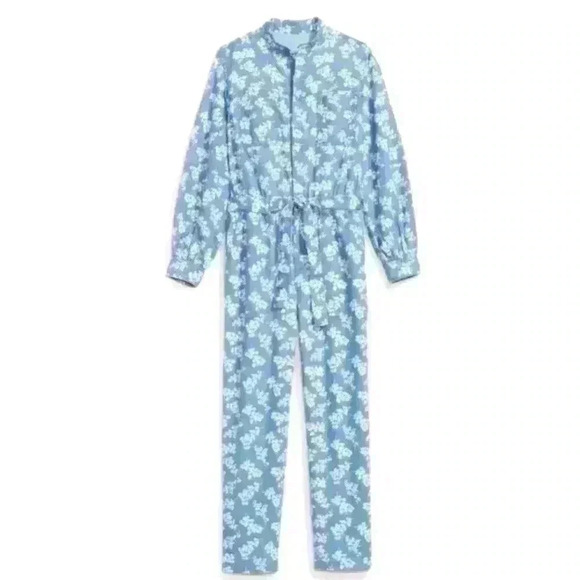 Old Navy Waist defined Floral Utility Non-Stretch Jean Jumpsuit,Size XL Petite - Picture 2 of 8